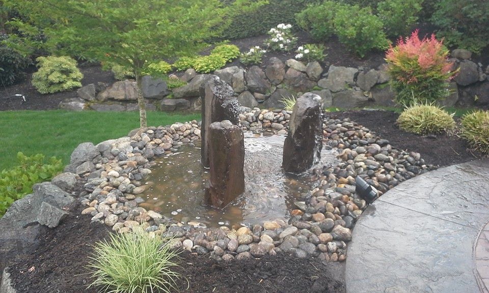 cleaned and repaired water feature